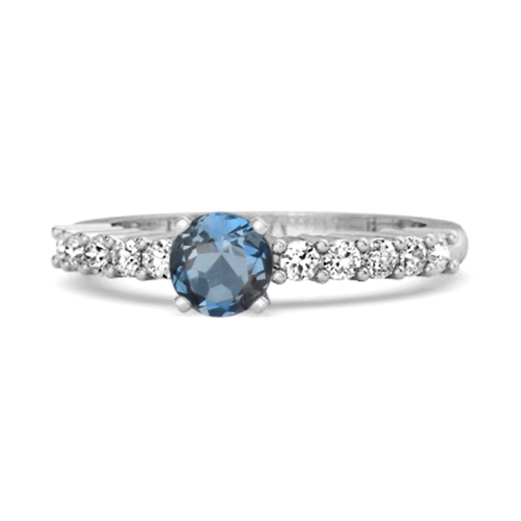 London Blue Topaz Round Solitaire Ring - 925 Sterling Silver