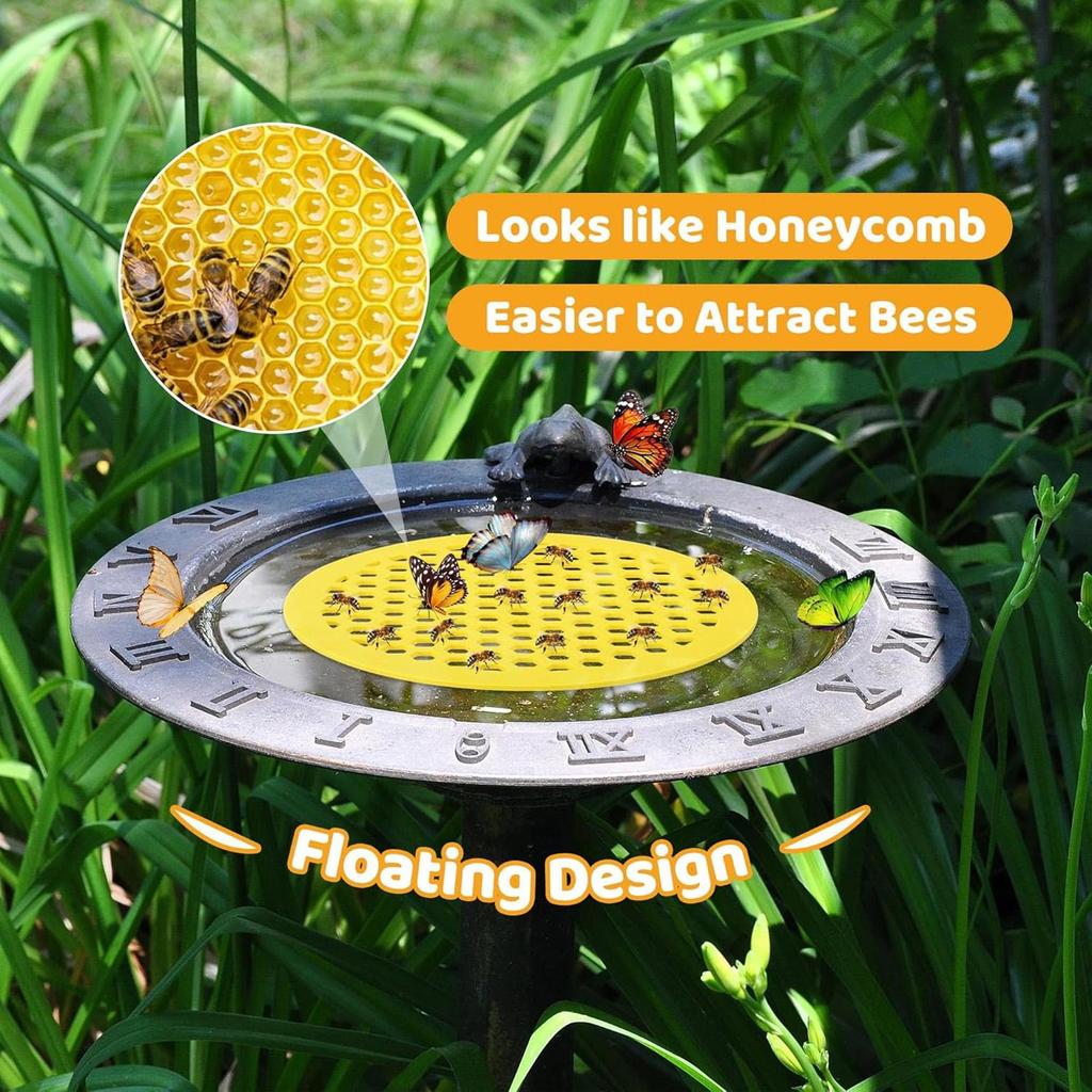 Floating Bee Island Bath-Honeycomb Bee Waterer Feeder Station ForGarden Decor, Outdoor Pollinator Saver Decorative Tray