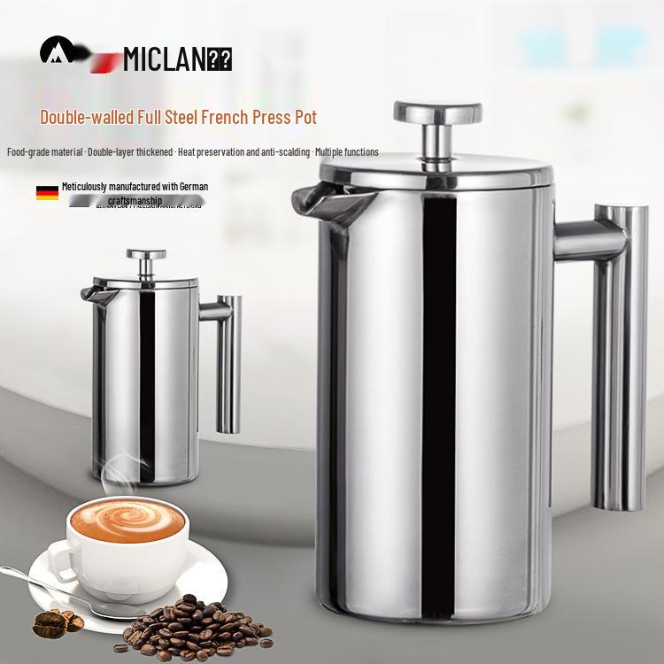 Double-Layer Stainless Steel French Press Coffee & Tea Infuser with Thermal Carafe 350ml