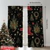 Set Of 2 Flat Printing Merry Christmas Party Curtains Santa Boots Ball Tree Retro Green Red Digital Printed Polyester Drapes Curtain