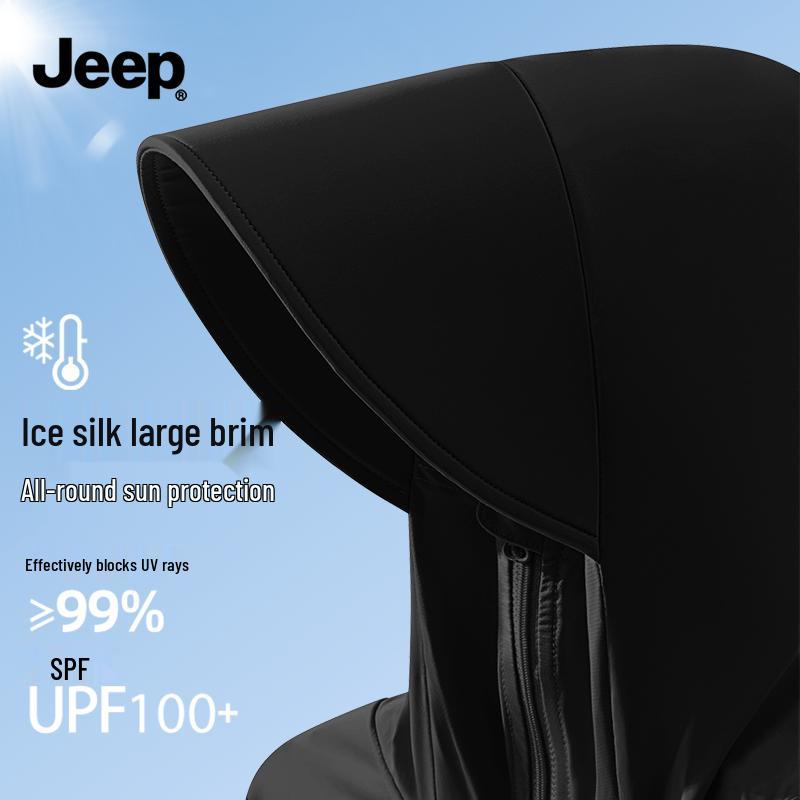 JEEP Men s Ice Silk Hooded Sun Protection Fishing Jacket M