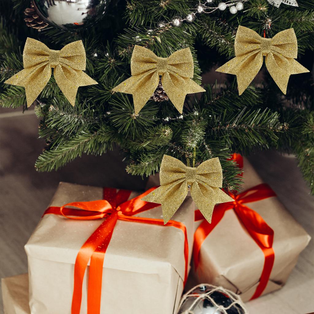 4Pcs Butterfly Knot Decor Christmas Tree Bows Small Bow Ornaments Festive Gift Decorations for Holiday Events Christmas Tree Bow