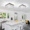 Modern Square Crystal Chandelier LED Small Chandeliers Flush Mount Ceiling Light Fixtures for Bedroom Hallway Foyer 6000K