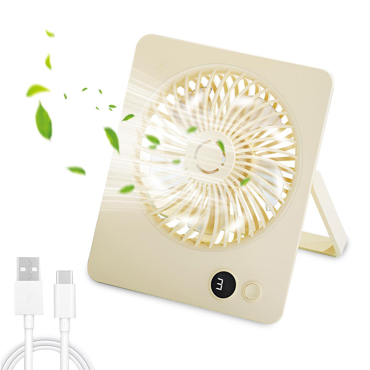

Rechargeable Mini Desktop Fan, Making It A Portable Fan Suitable for Office Desks, Homes, Dormitories, Travel, and Camping бежевий