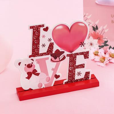 Valentine S Day Wooden Table Decor Desktop Ornaments Decoration Happy Valentine S Day Love Wood Craft Decoration