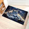 1pc Starry Sky Wolf Family Mat - 1.19cm Thick Polyester, Non-Slip Rectangular Doormat with Vintage Wolf & Cub Design, Perfect for Home, Bathroom, Kitc