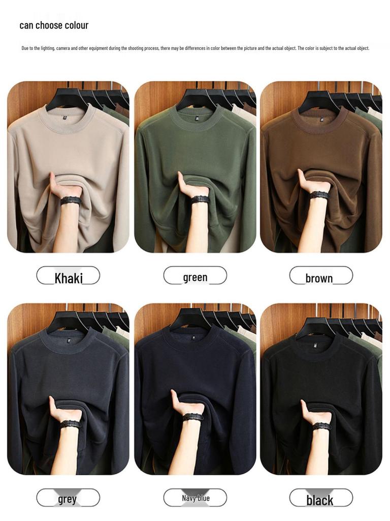 Specht Herren Fleecegefüttertes Rundhals-Sweatshirt - Langärmlig, Verdickt, Lässige lockere Passform für Herbst/Winter