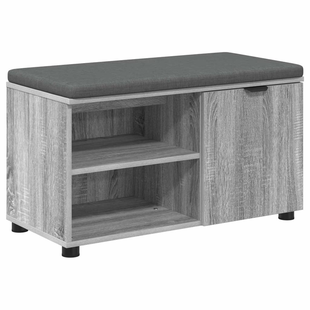 Hall Bench with Cushion and Shelf Grey Sonoma 80 x 38 x 46 cm