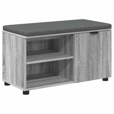 Hall Bench with Cushion and Shelf Grey Sonoma 80 X 38 X 46 Cm