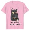 Das Leben beginnt nach dem Kaffee Vintage T-Shirt Lustiges erstes Kaffee-Männer-T-Shirt Neuer Trend T-Shirt T-Shirt Kaffee-Katzen-Liebhaber Männer Frauen T-Shirts