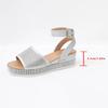 Fashion Women's Fashion Rhinestone Wedge Sandals New Anckle Stap Flat Sandals Female Outdoor Wear-Resistant Med Heel Sandalias Mujer