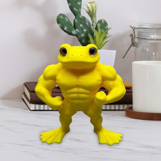 3D Printed Muscle Frog Statue PLA Standing Frog Figurine Home Office Desktop Decoration Ornament Fitness Enthusiasts Gift