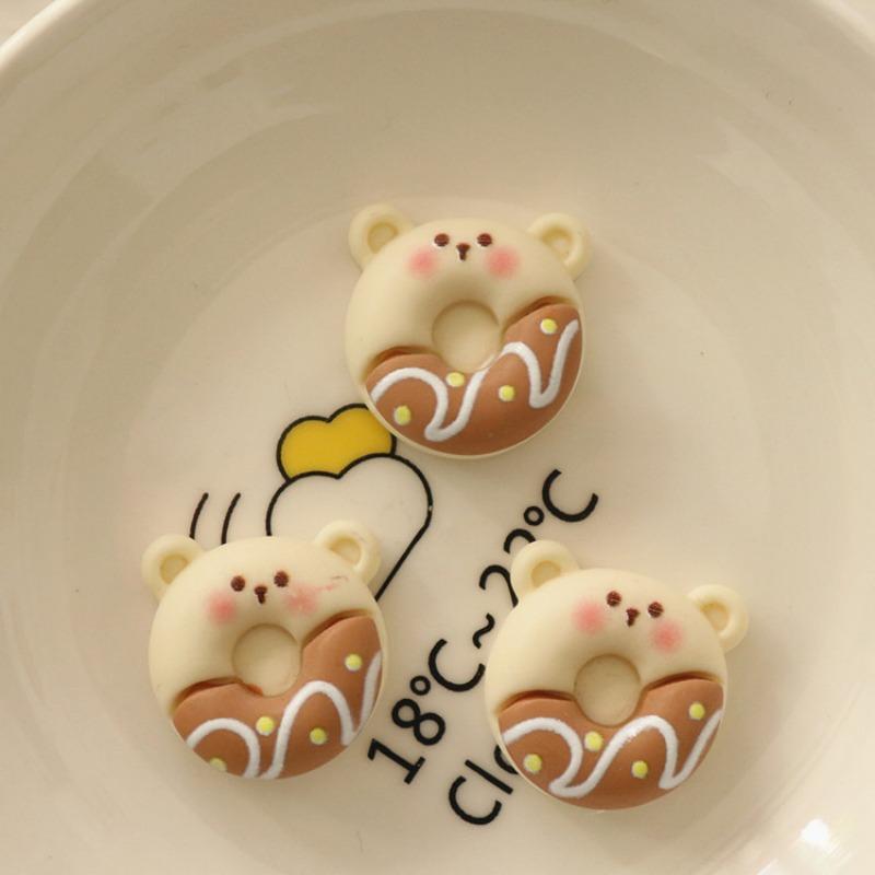 Milk Tea Color Bear Biscuits DIY Resin Handmade Jewelry Accessories Cream Glue Hairpin Brooch