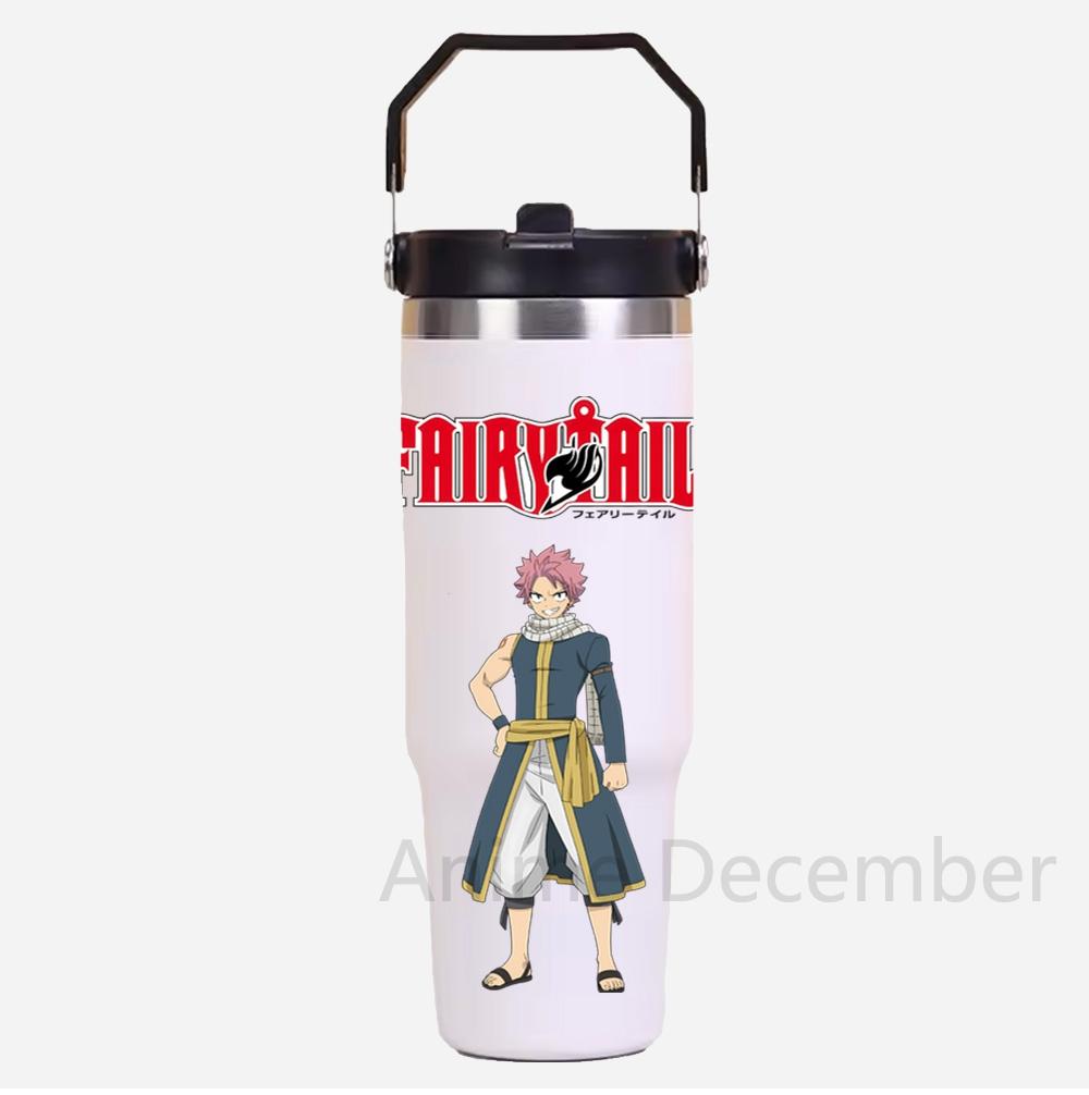 30Oz K-Pop Portable Car Cup Stainless Steel Thermos Cup with Straw Travel Sports Water Bottle with Handle Cover Coffee Vacuum Flask