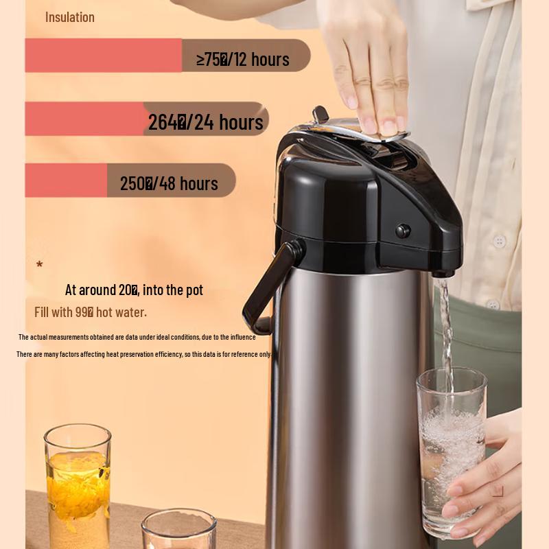Tianxi 2.5L Press-Type Glass-Lined Thermos Flask