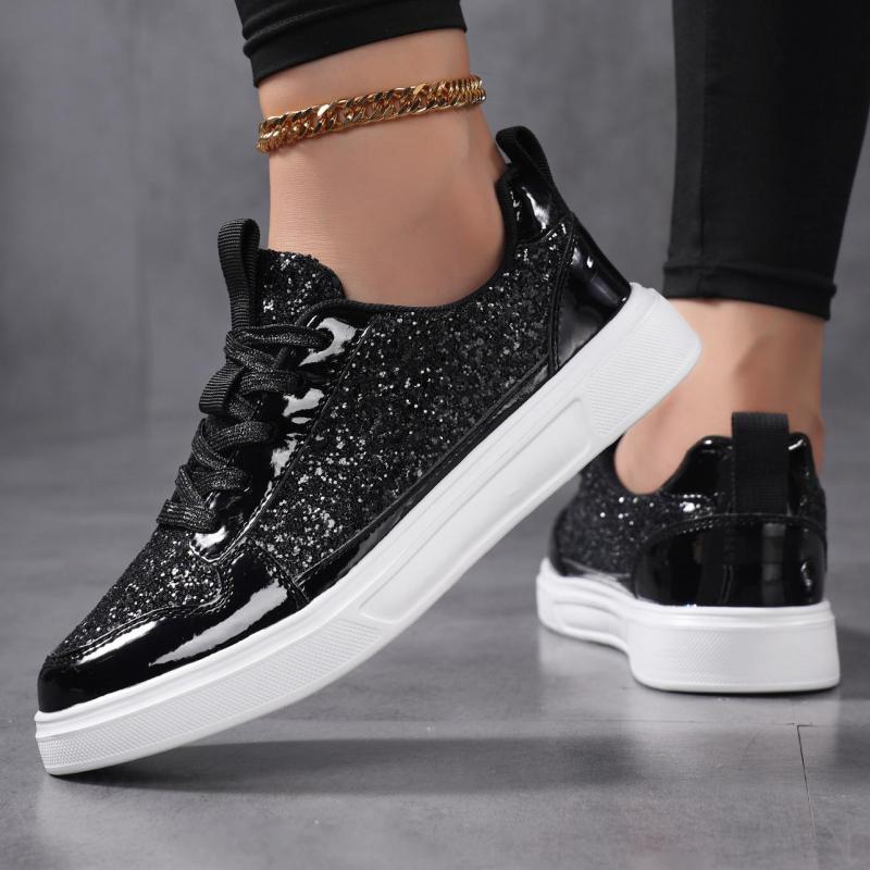 Fashion Women's Casual Board Shoes Leather Silver Sneakers Platform Sports Shoes Women Sneakers Spring Lightweight Walking Flat Shoes