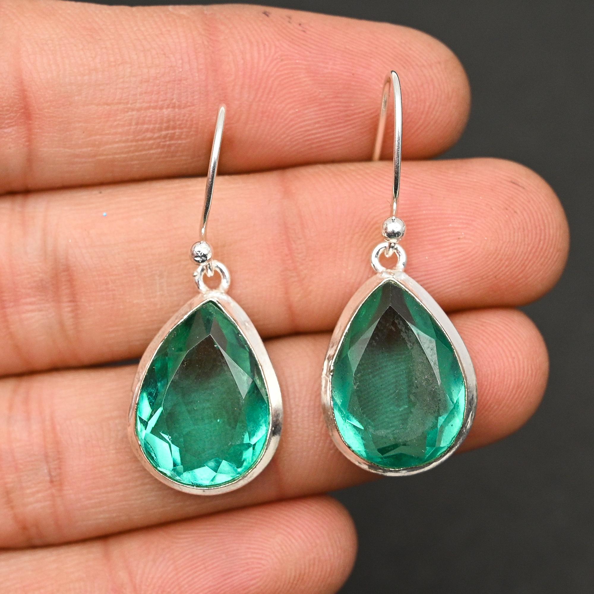 

Зеленый апатит, драгоценный камень, ювелирные изделия из стерлингового серебра 925 пробы, женские подарочные серьги