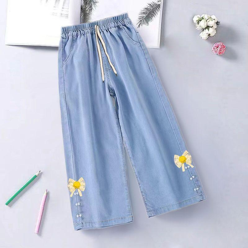 Girls Jeans Thin Summer Pants Children s Wide Leg Pants Medium and Large Children s Mosquito Repellent 100