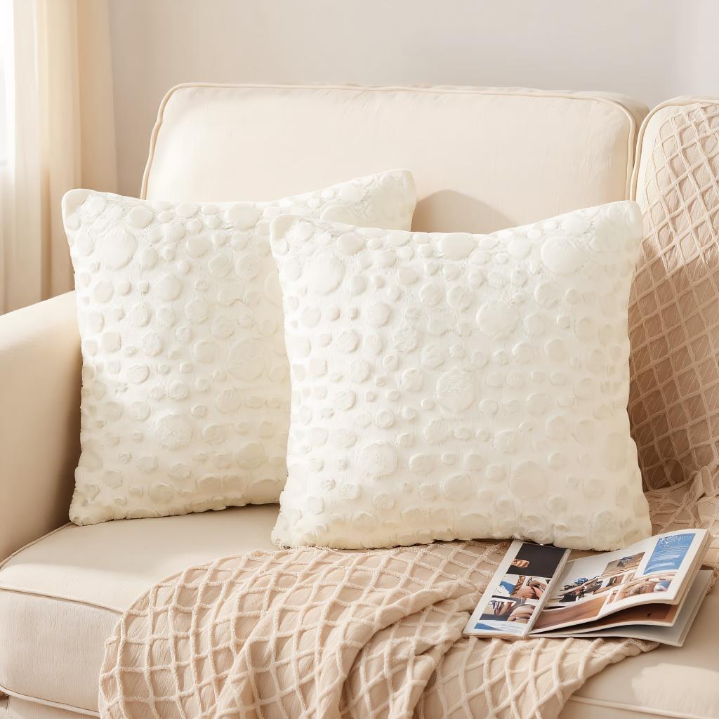 A set of two soft plush polka dot pillowcases, 16x16 inches, comfortable and soft artificial plush decorative cushion pillowcase 40x40cm