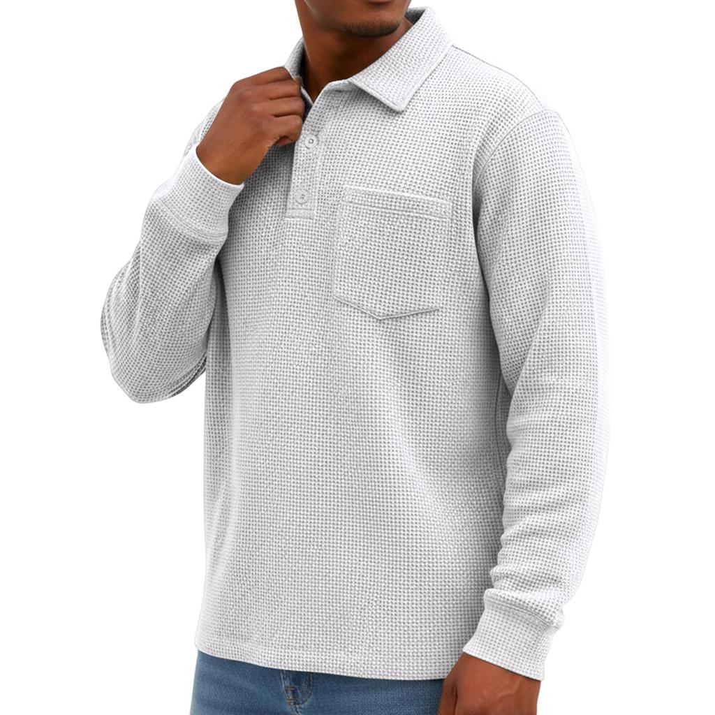 Men's Knit Casual Pocket Collar Pullover , Long Sleeve Daily Wear