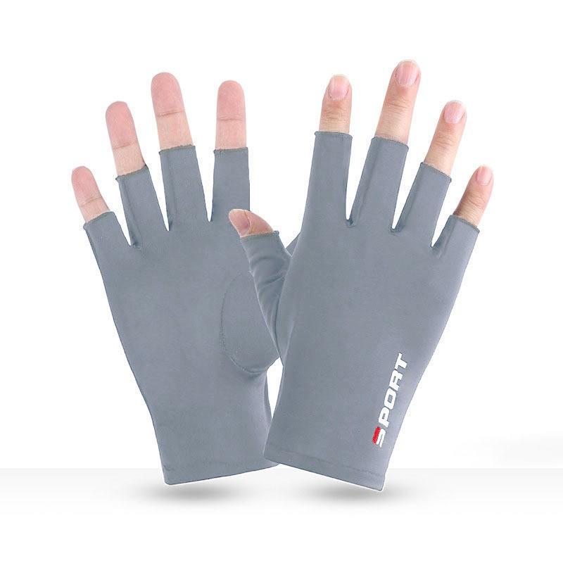 Womens High Stretch UV Protection Gloves Thin Half Finger Outdoor Driving