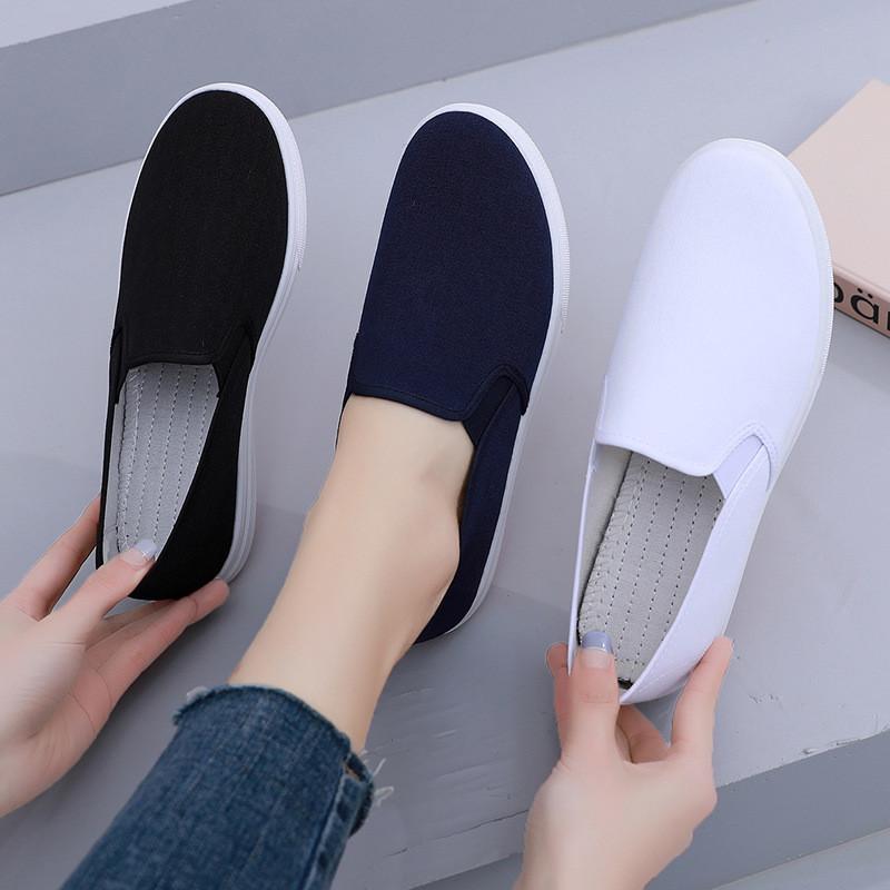 Nurse Shoes, White Cloth Shoes, Comfortable and Versatile for Men and Women, Non-slip and Breathable Little White Shoes, One Pedal, Old Beijing Work C