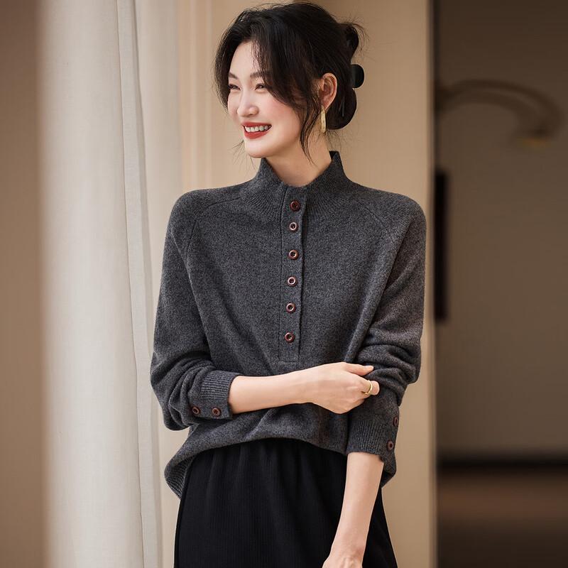 Pull Col Montant Mi-Haut Femme 100% Laine