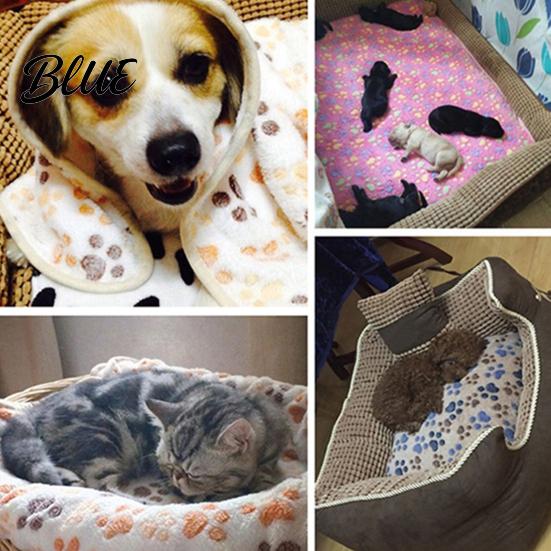 Dog Cat Bed Printed Cushion Portable Fleece Soft Comfortable Pet Blanket Paw Bone for Home