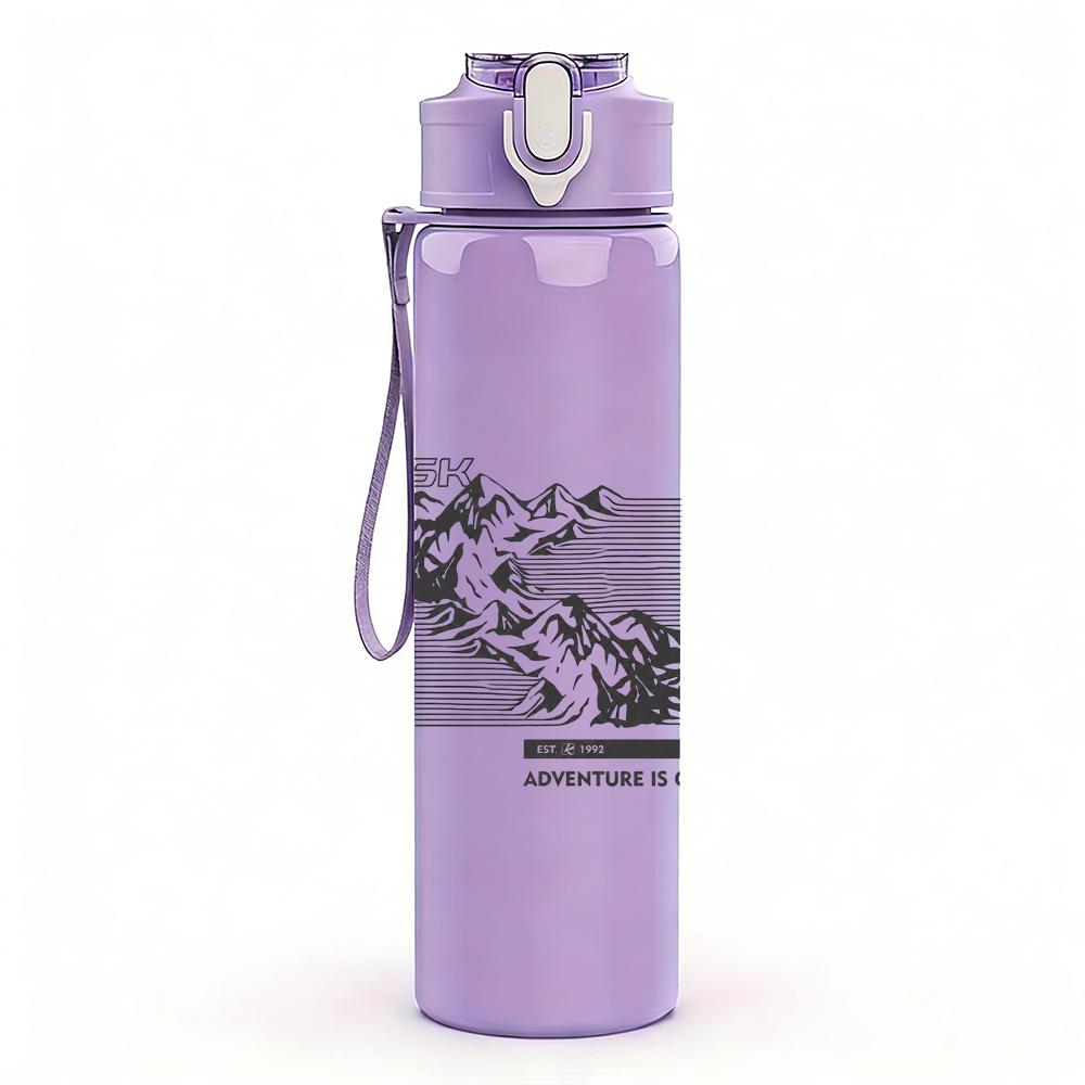 1PC Thin wave line minimal sketch print 750ml colorful plastic sports water bottle leakproof pop up lid with straw for outdoor work home use