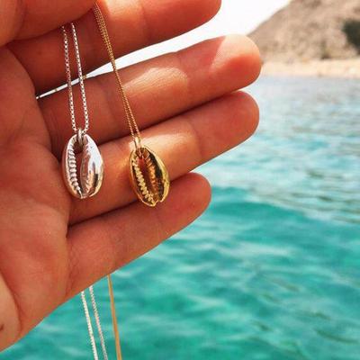 Minimalistische Retro Muschel Anhänger Halskette im Strandstil für Damen