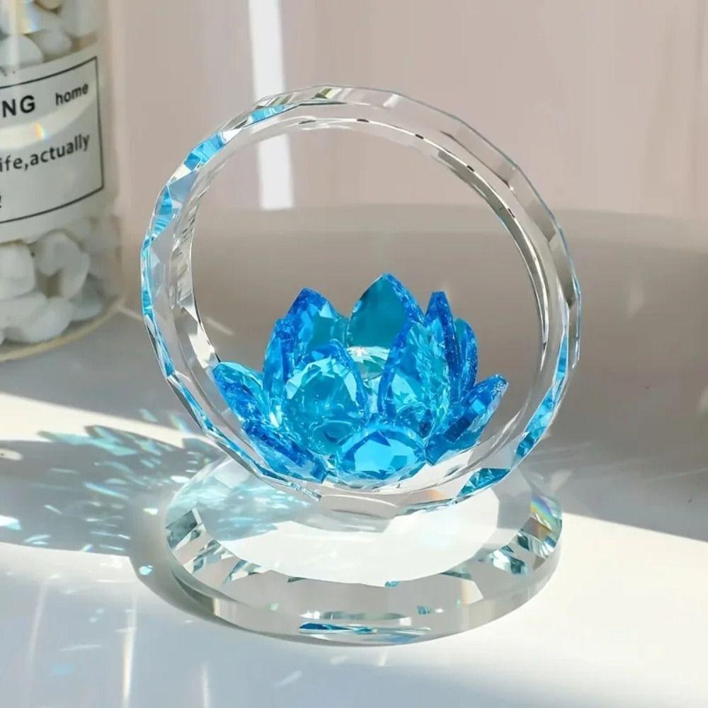 Reflection Effect Lotus Flower Figurine Stable Base Clear Lotus Flower Collectible  Home Decor