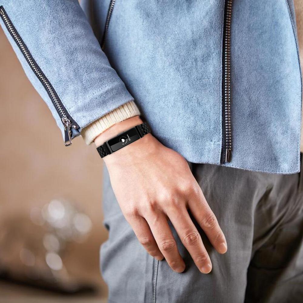 For Fitbit Inspire HR/Inspire Watch Band Slim Five-Bead Stainless Steel Black Strap