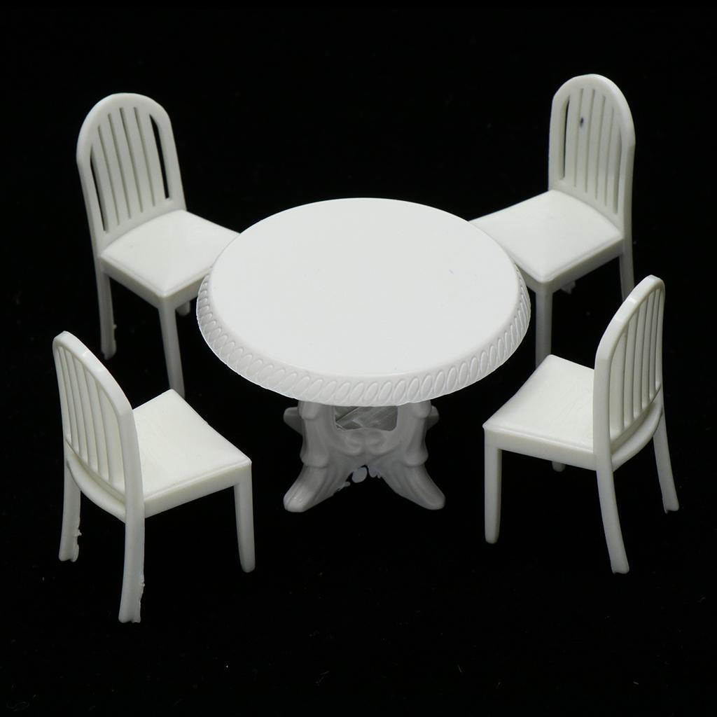 1/20 Modern Kitchen Table Chairs Furniture Set Ornaments Micro Landscape White