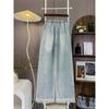 Dimanaf 2025 Autumn Blue Basic Elastic Jeans New Pants Women Loose Denim Trousers Big Casual Pants Plus Size  6XL
