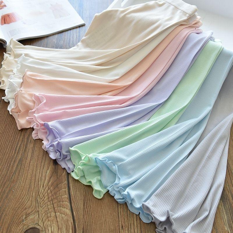 

Girls Ear Fungus Edge Elastic Groove Strip Slim Fit Leggings for Children s Baby Thin Pants Summer 80 білий