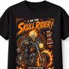 Skull Rider Flaming Skeleton Biker Motorcycle Graphic Unisex TShirt