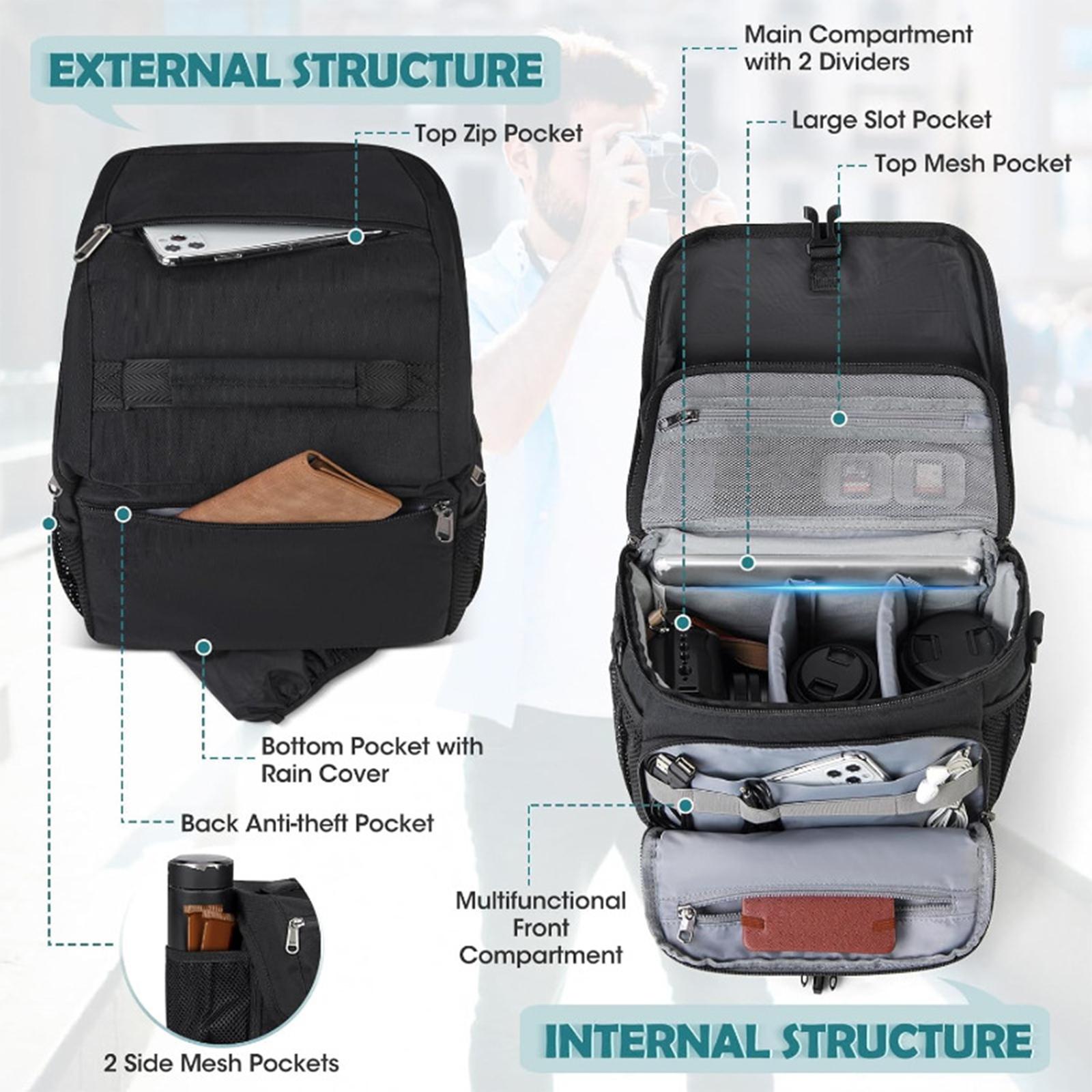 Mirrorless Camera Case for Photographers with Rain Cover Small Camera Sling Bag Waterproof for DSLR/SLR/Mirrorless Cameras China Mainland