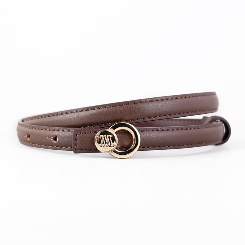 

Leather Belt For Women With Silver Buckle Casual Office Fashion Accessory кавовий