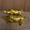 Pure copper buffalo with head up one facing down, a pair of animal desktop decorations for home, office, and livi