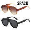 2PACK New Fashion Men Women Sunglasses Large Frame Retro Glasses Uv Protection for Outdoor Travel Eyewear Mountaineering Glasses