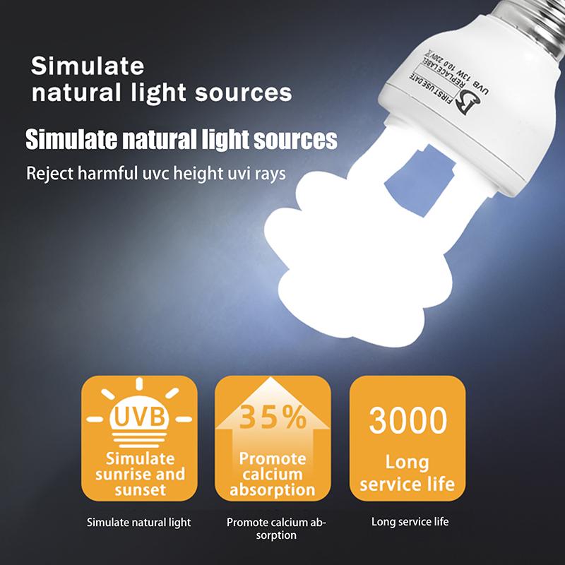 1 Piece 13/26W Uv Rays Energy Saving Terrarium Basking Light 5.0 10.0 Uvb Reptile Lamp Turtle Lizard Snake Reptiles Heating Lamp