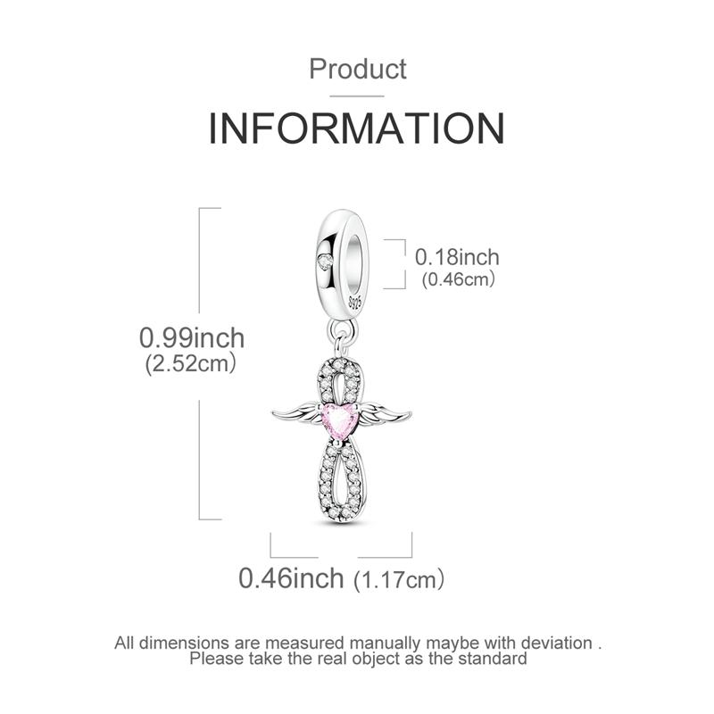 Original Charmscopper Pink Lucky Angel Guardian Pendants Fit Charms Platabracelets For Women Jewelry Making Diy Gifts