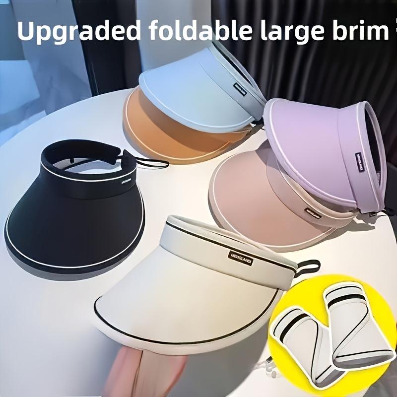 Women'S Foldable Sun Hat - Large Brim, Suitable for Beach, Summer And Outdoor Activities, Breathable Polyester, Hand Wash Only