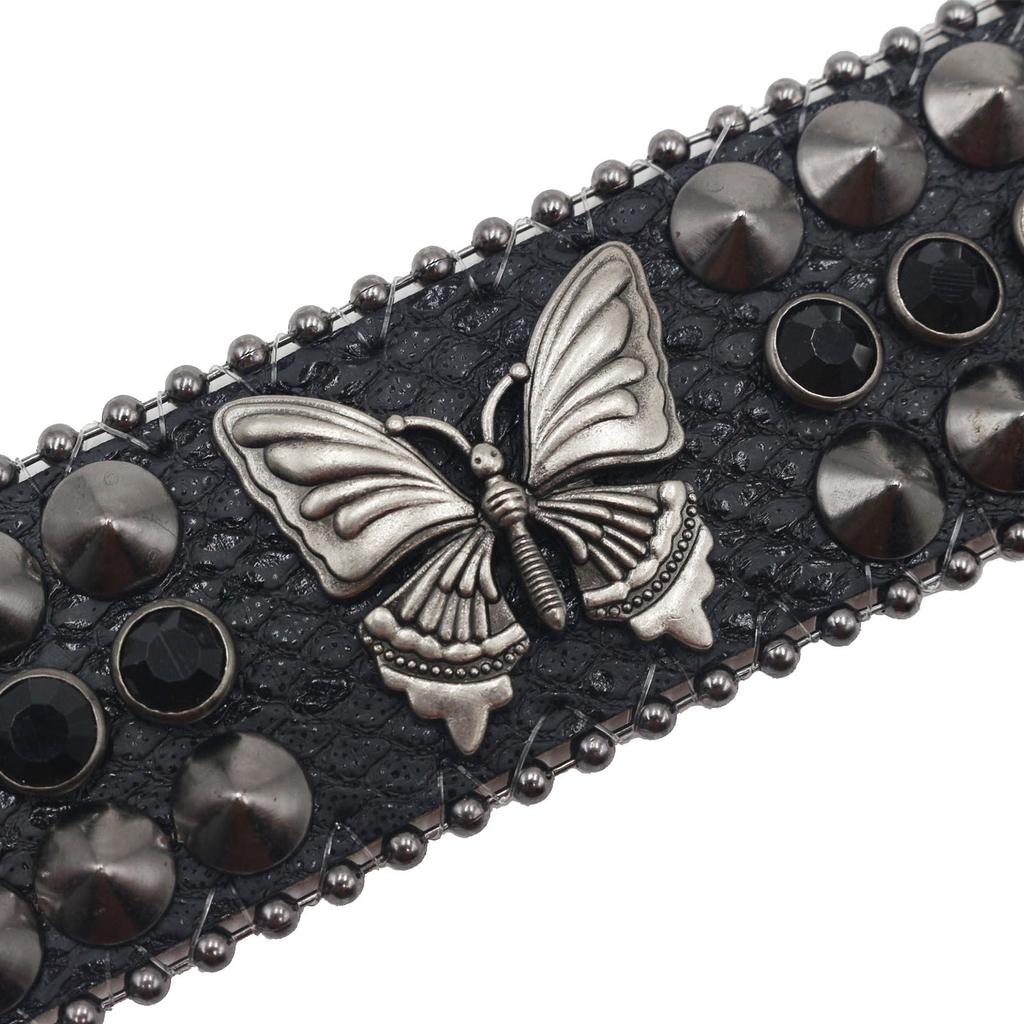 American Rhinestone Rivet Bracelet, Butterfly Decorative Punk Gothic Personalized Jewelry