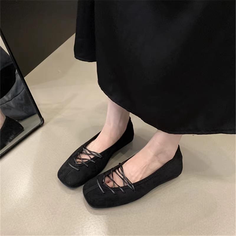 

Fashion SUOJIALUN 2025 Autumn New Brand Women Flat Shoes Fashion Square Toe Shallow Slip On Single Shoes Soft Flat Heel Mary Jane Shoes 39 чёрный