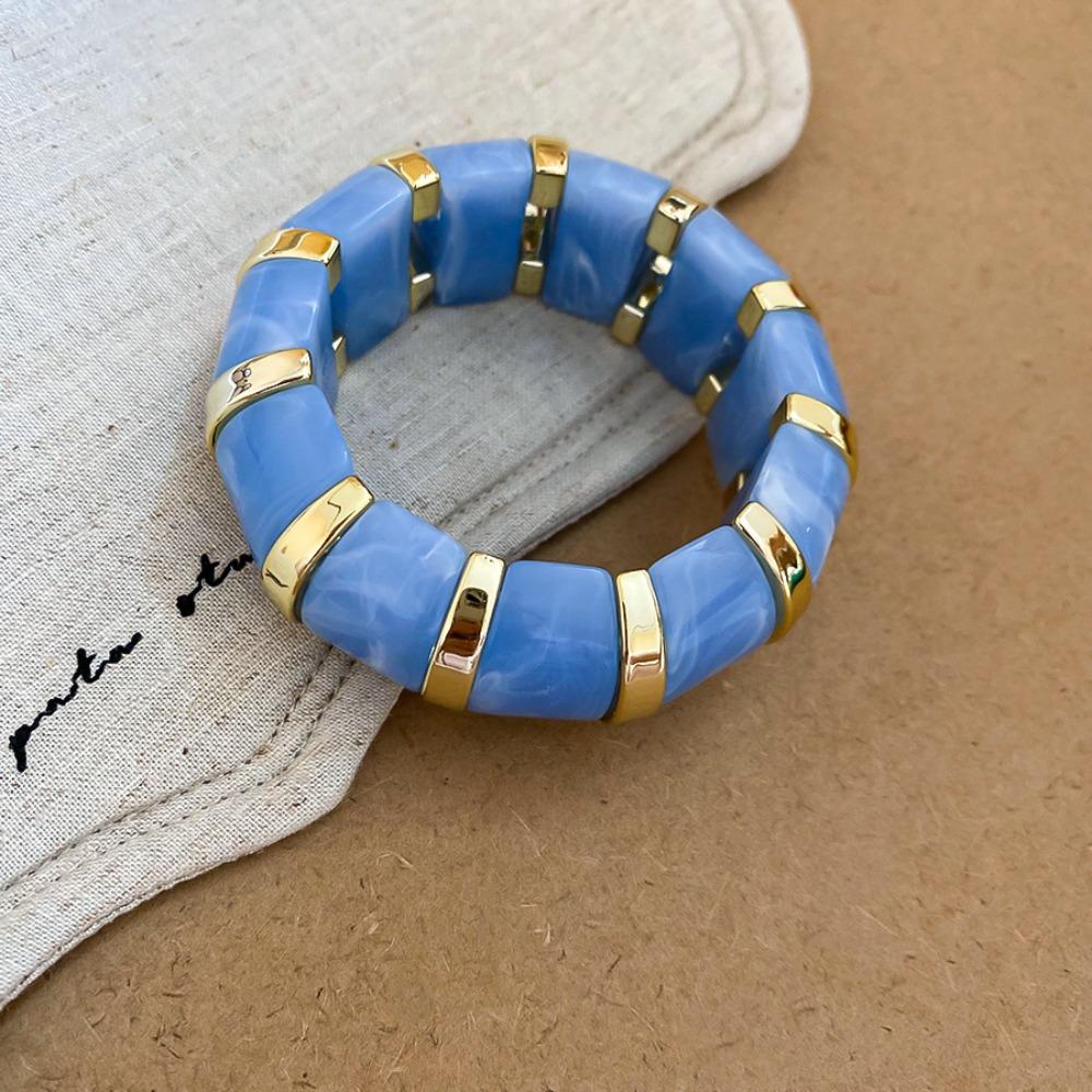 Europe American Style Acrylic Bangle Resin Exaggerated Bracelet Creative Elastic Bracelet  Women