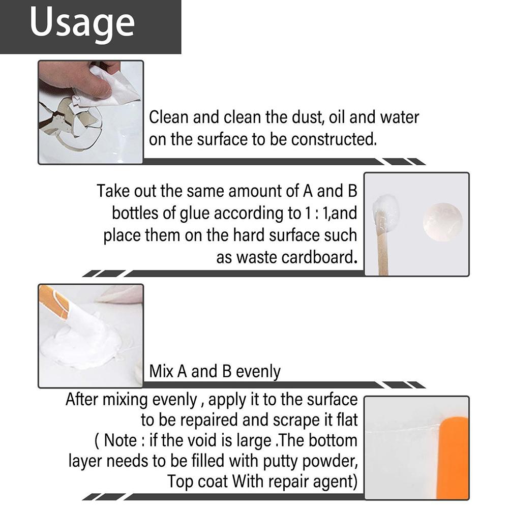 Ceramic Repair Paste Floor Tile Adhesive Tile Agent Tub Tile and Shower Repair Kit Porcelain Repair for Crack Chip 2pcs