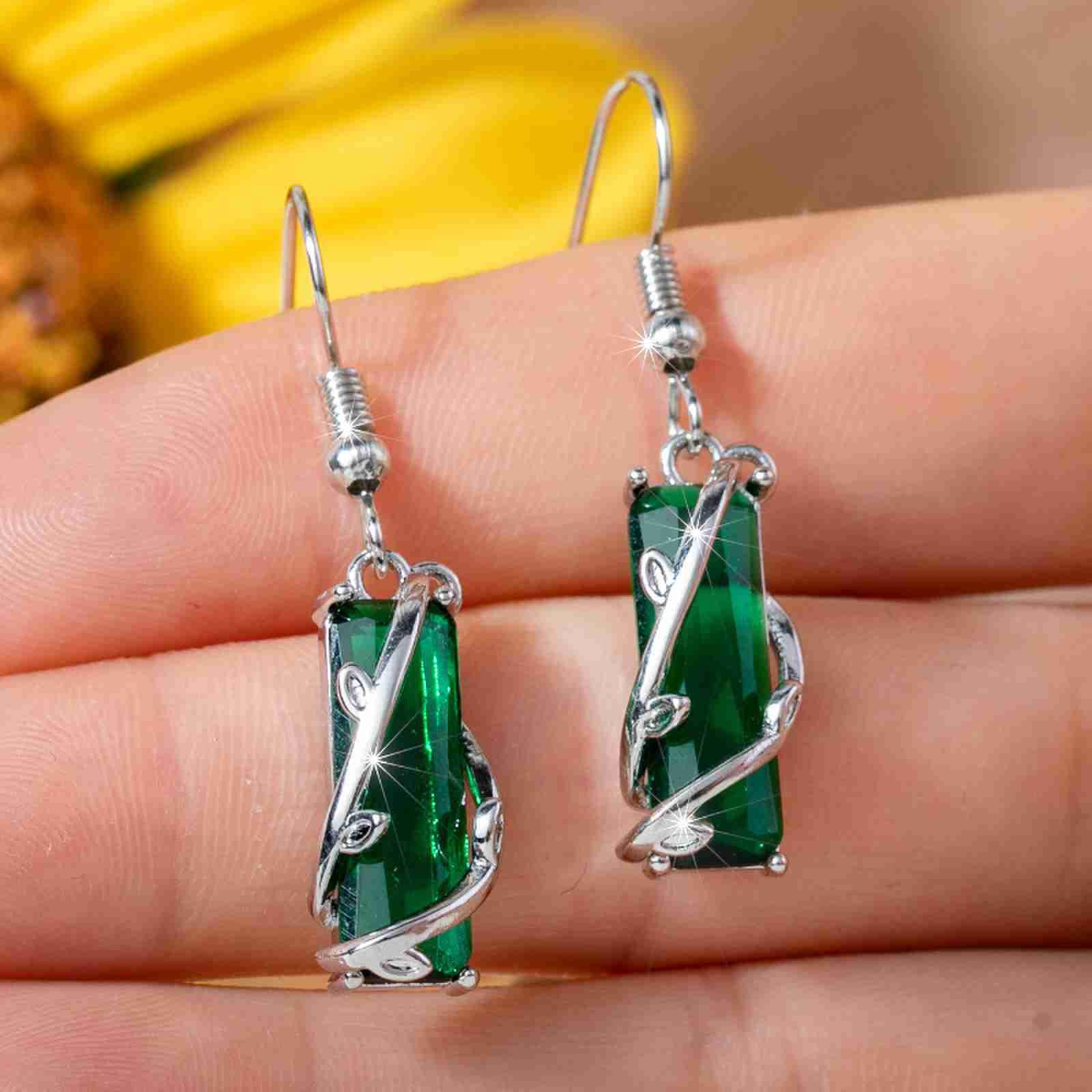 Элегантные и модные прямоугольные серьги-подвески женские роскошные кубический цирконий модные и элегантные женские украшения зелёный