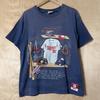 Vintage 90s Minnesota Twins Nutmeg Embroidered Spell Out Graphic Blue T Shirt Size Large