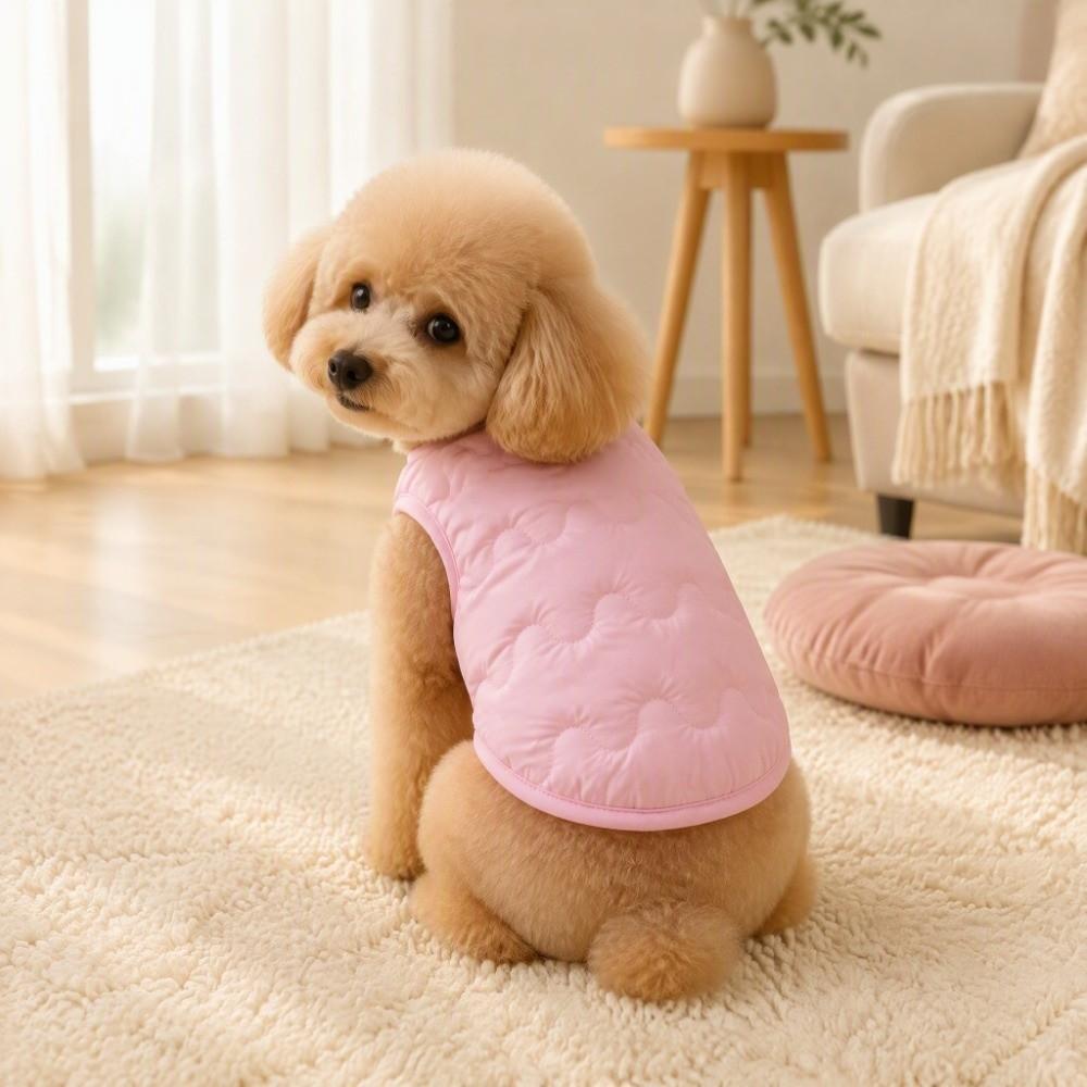 Round Neck Dog Warm Quilted Vest Windproof Pet Sleeveless Jacket Fashion Dog Clothes  Home Indoor